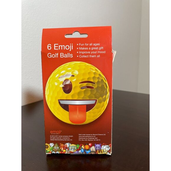 6-Pack Emoji Golf Balls With Fun Faces - Yellow Red & White - Official Emoji Bra - Picture 5 of 6